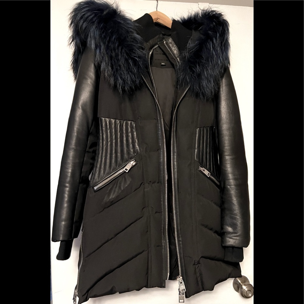 NICOLE BENISTI Leather Trim Down Coat